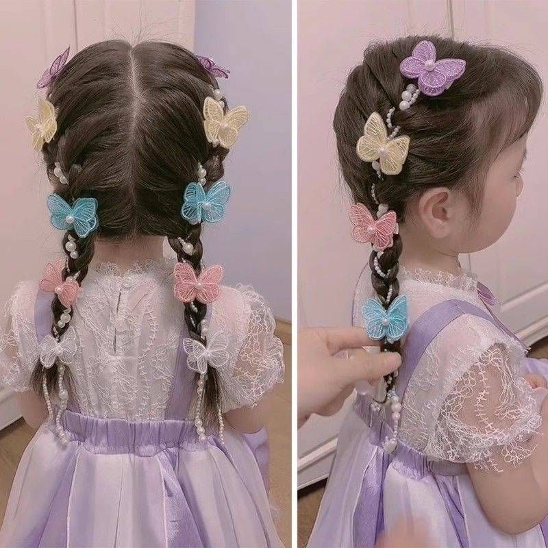 Kids Butterfly Hair Clips with Pearls