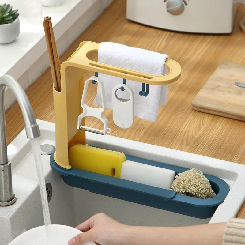 Adjustable Kitchen Organizer for Utensils, Sponges & Towels