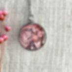 Pink Eiffel Tower with vintage postage mark pendant necklace