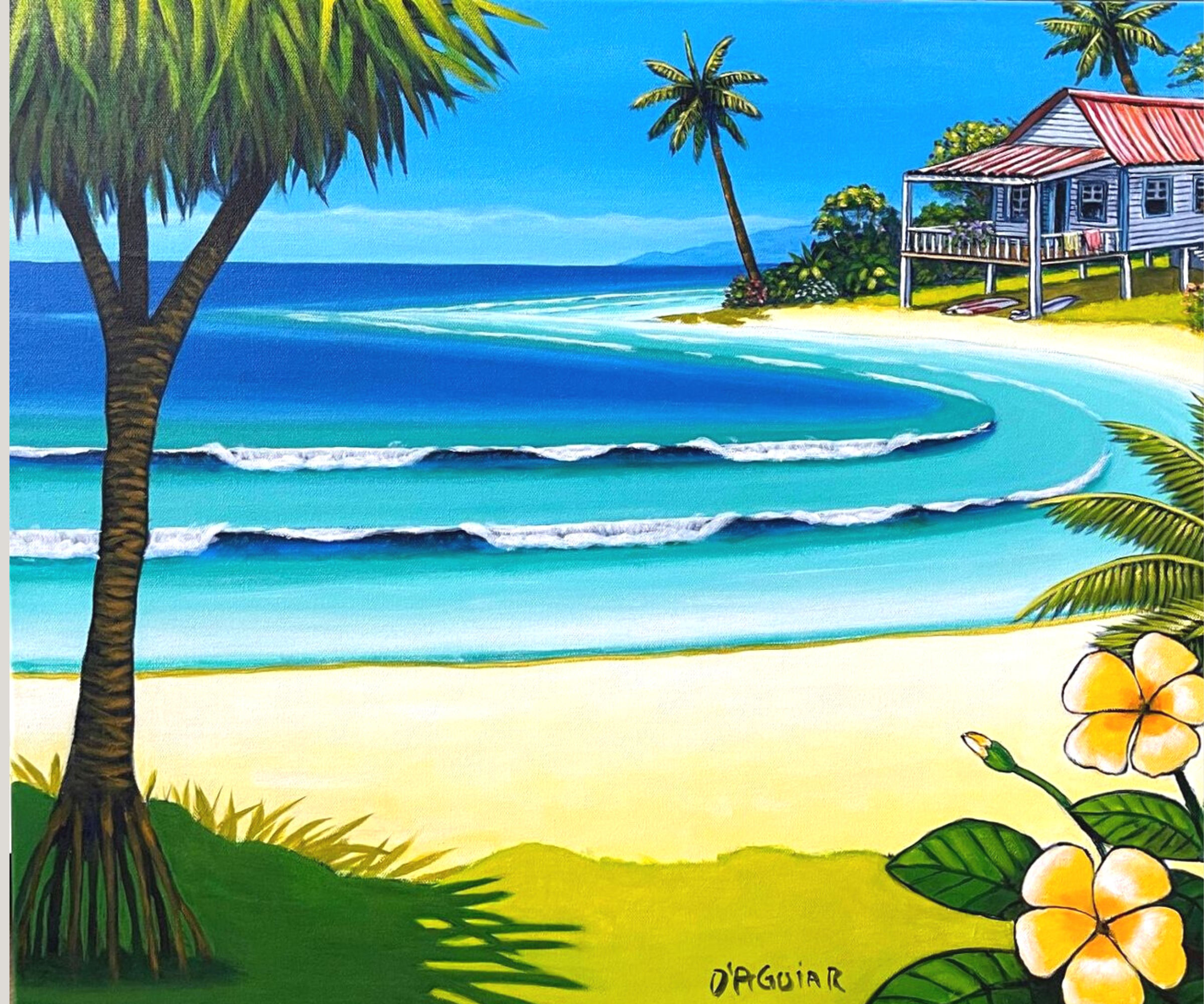 frangipani love - 60 x 50cm