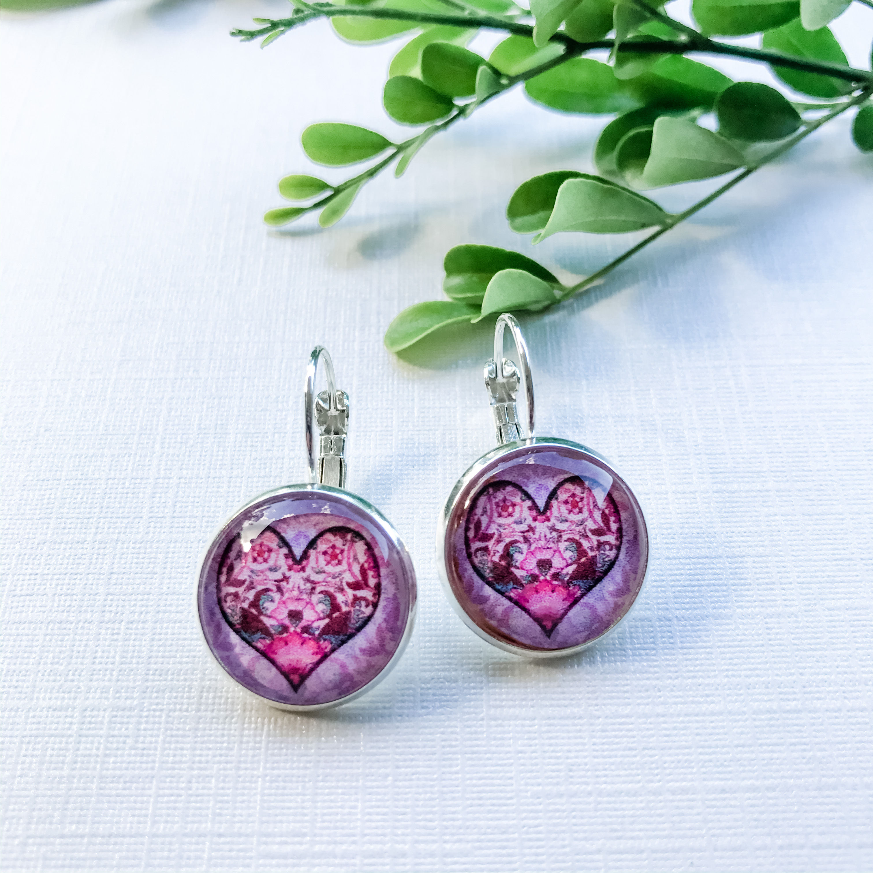 pink heart earrings