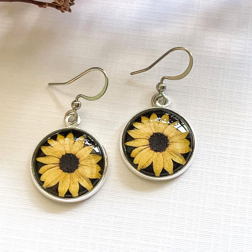 Thumbnail: Sunflower earrings with a black background