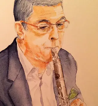 Portrait personnalise aquarelle musicien
