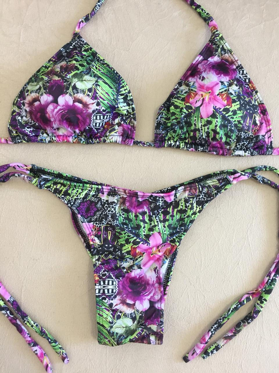 Biquíni tiras de amarrar - Flores