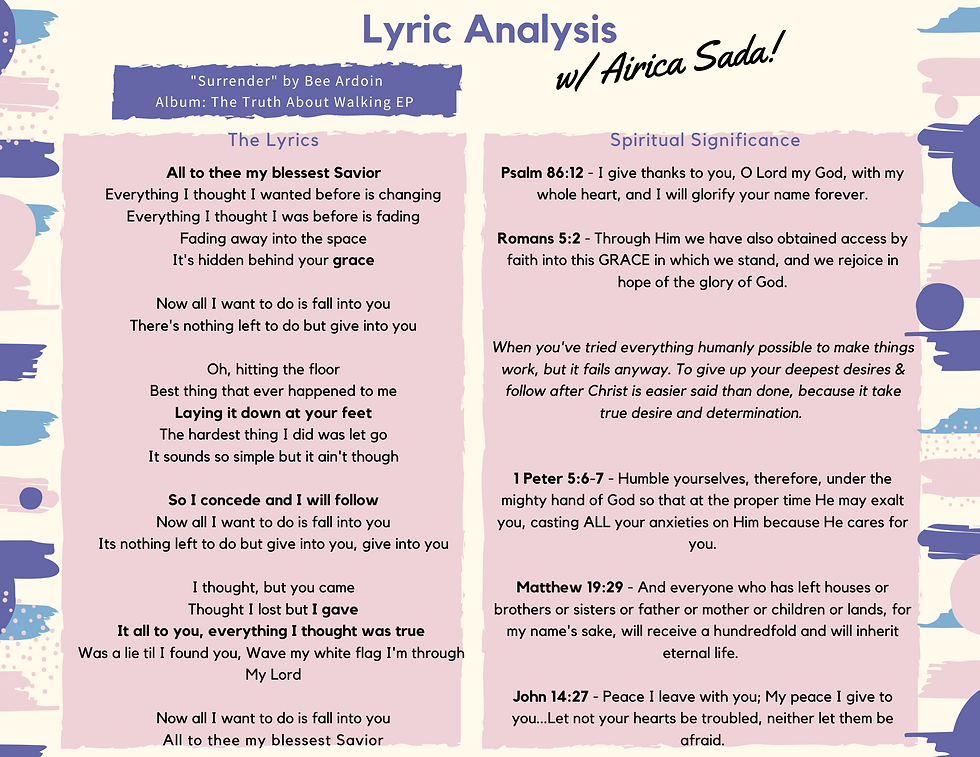 Get the spiritual lyric analysis from Airica Sada, see how well this song aligns with God's word