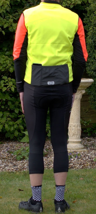 cyclist cycling gilet back hi viz