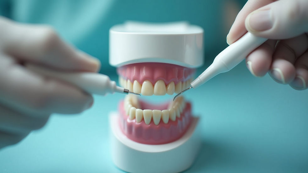 Close-up view of a dental whitening treatment setup