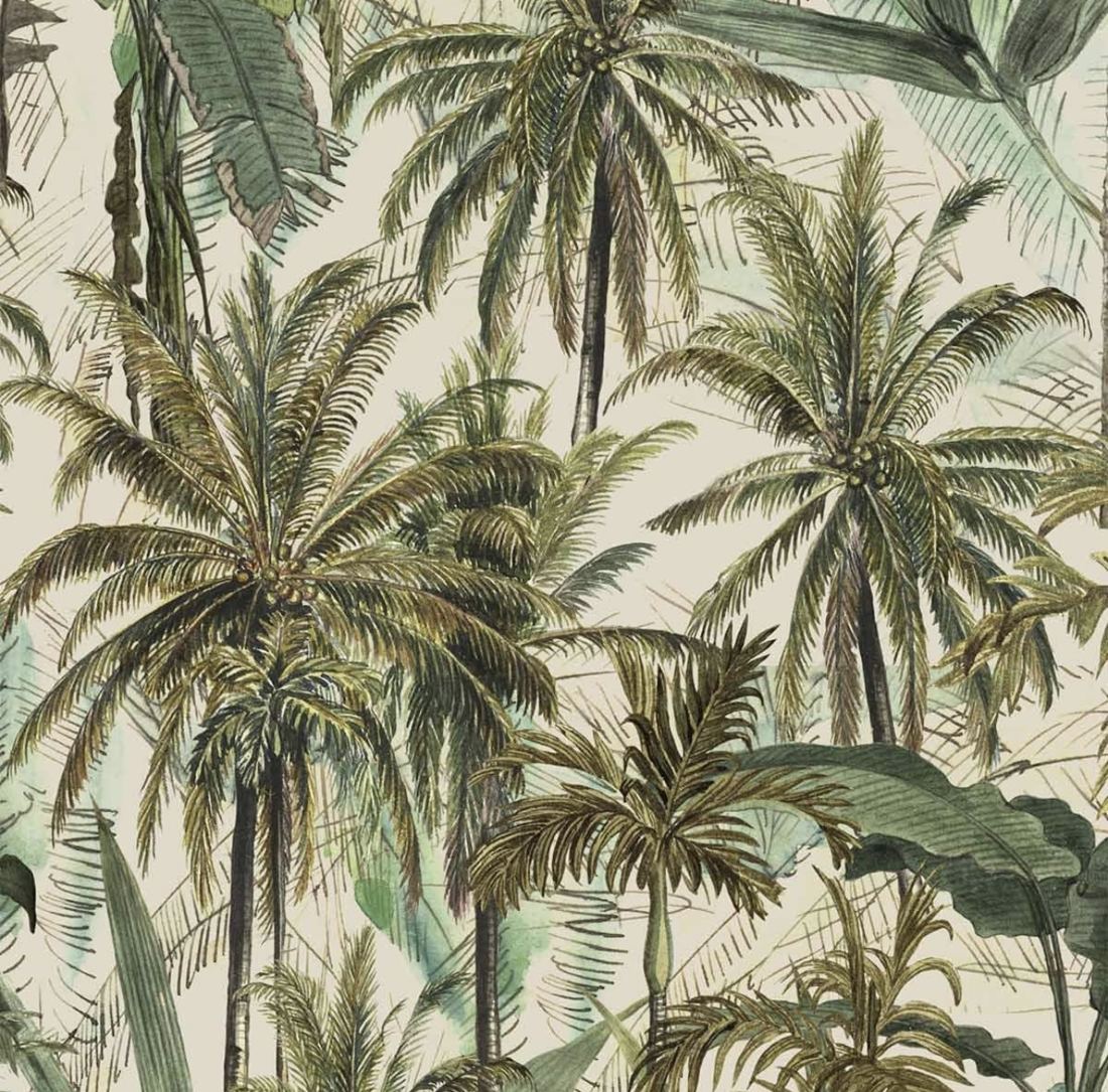 Le tissu palmiers choisi pour les fauteuils