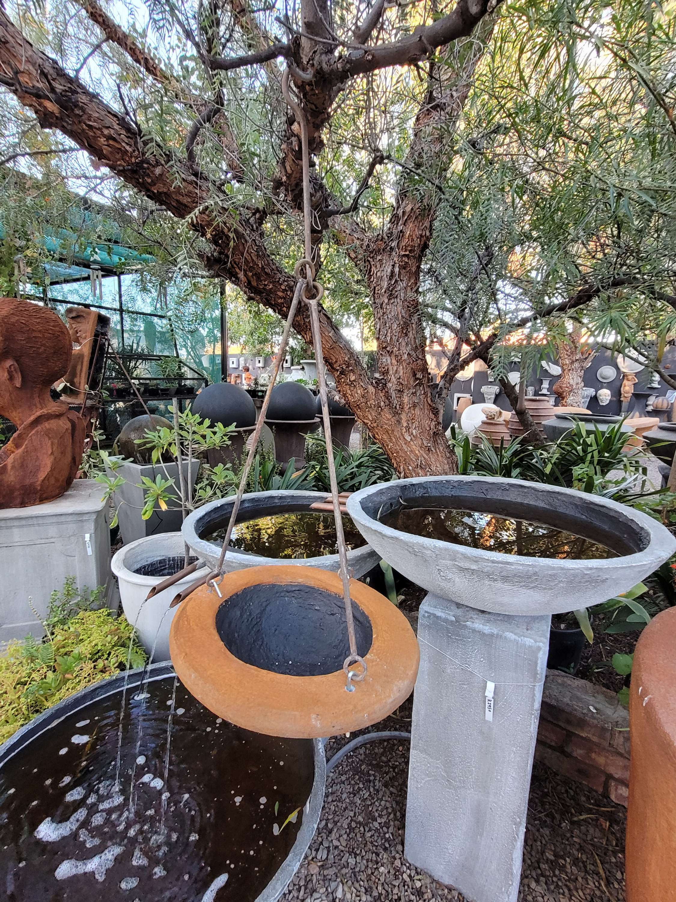 Bird Feeder Cement and Metal.  Garden decor