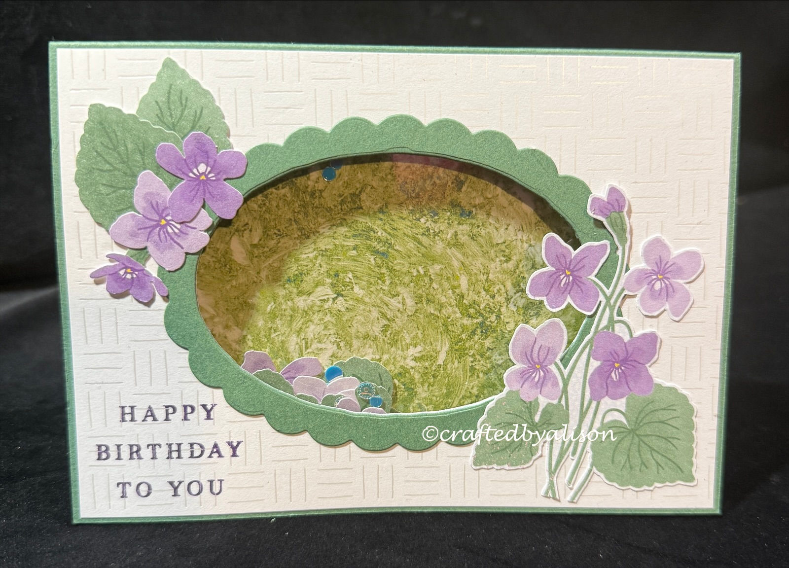 Framed Violets shaker card