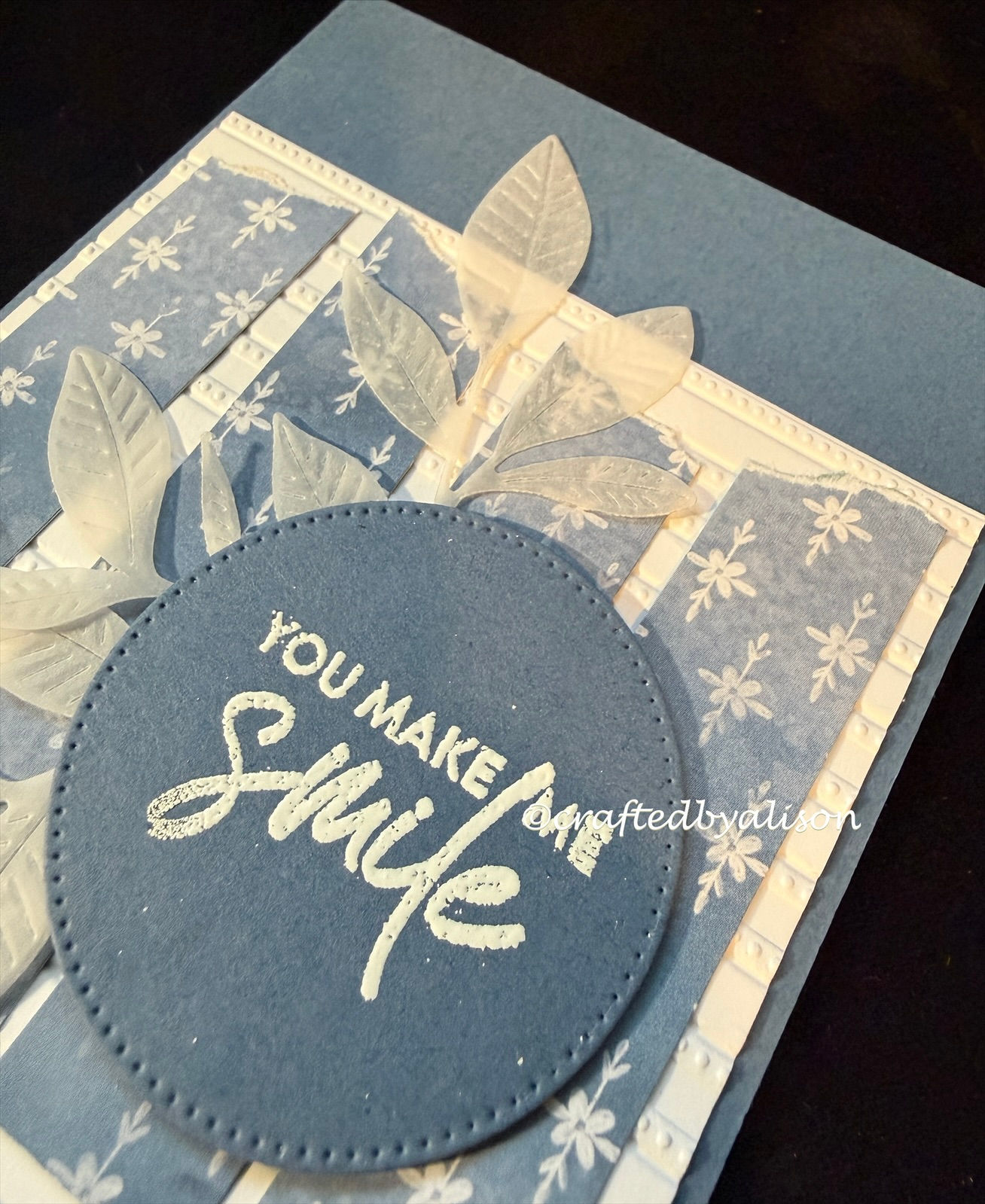 Blue & white strip thank you card