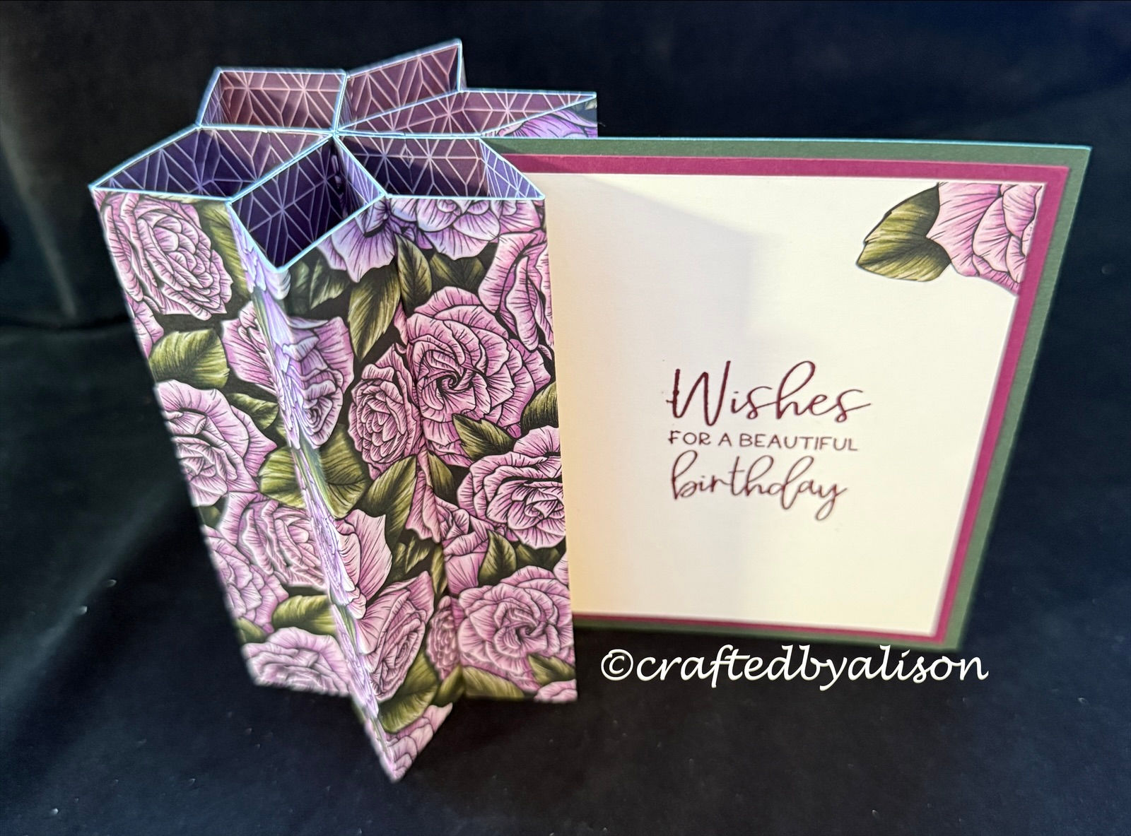 Moody floral star fold birthday card