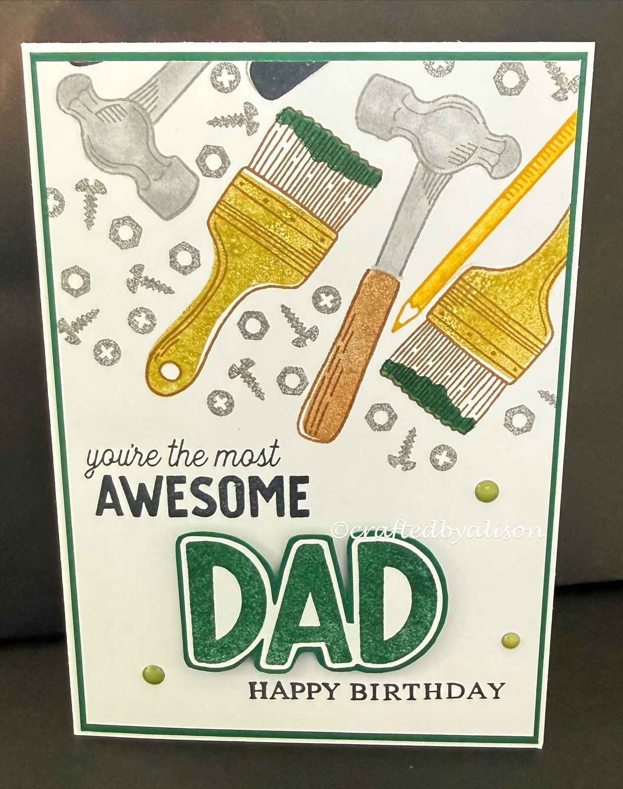 Trusty Tools green 'Dad' birthday card