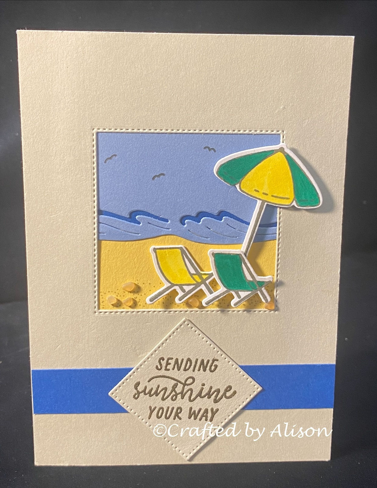 Beach Day deck chairs greeting card