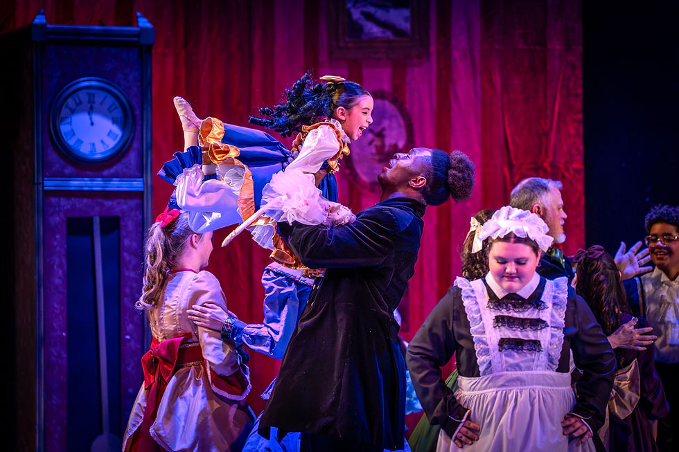 Ballet Wichita community cast performing the holiday party scene in The Nutcracker, featuring dancers from studios across Wichita and the region - Stephen Pierce Photography