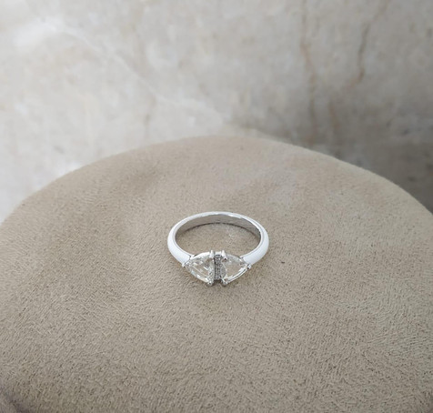 White Enamel and Triangular Rosecut Ring worn by Alia Bhatt