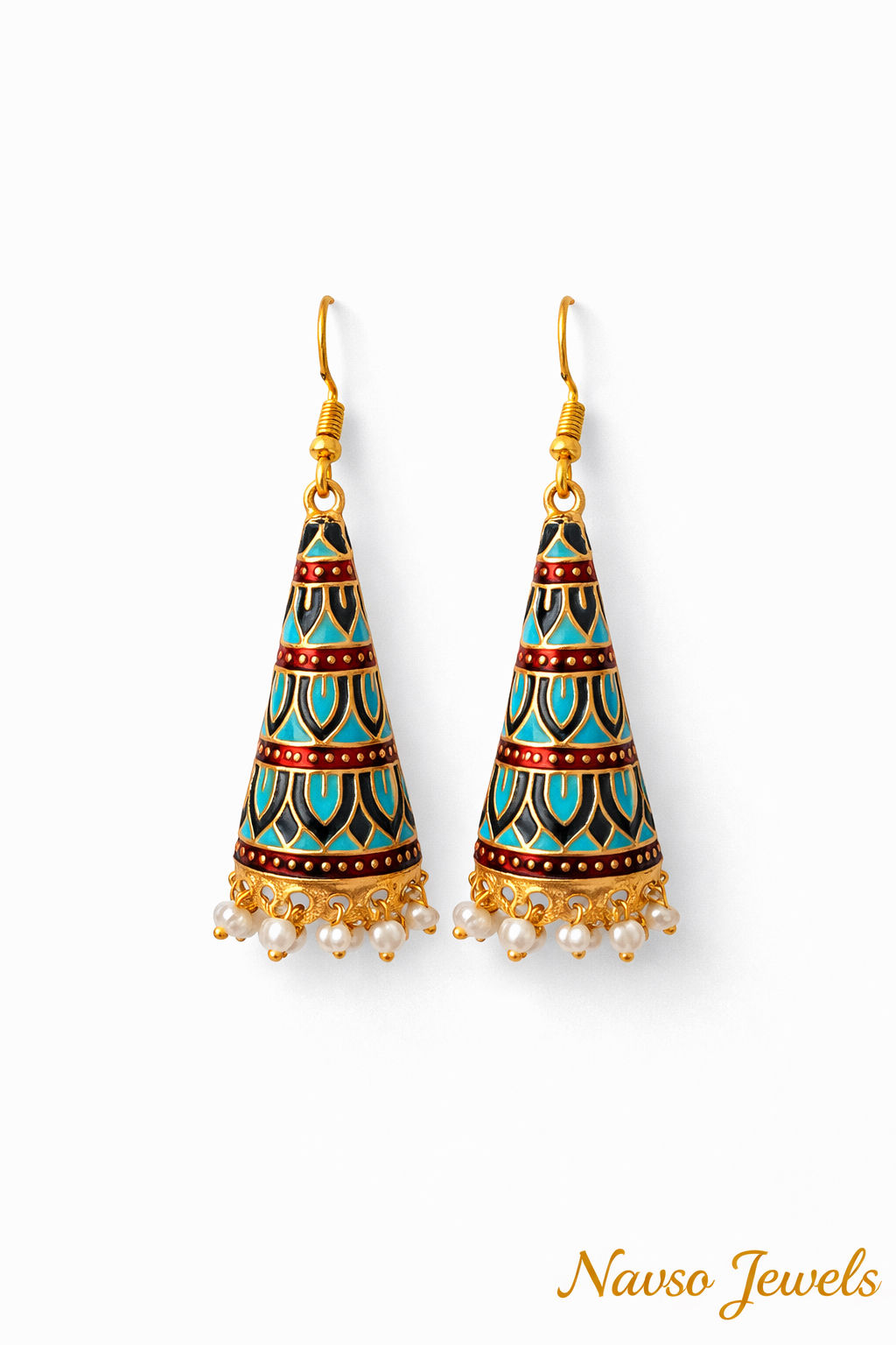 Turquoise Meenakari Jhumki Description