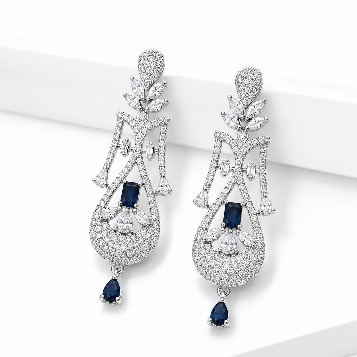 Navy Ice Glam Earrings