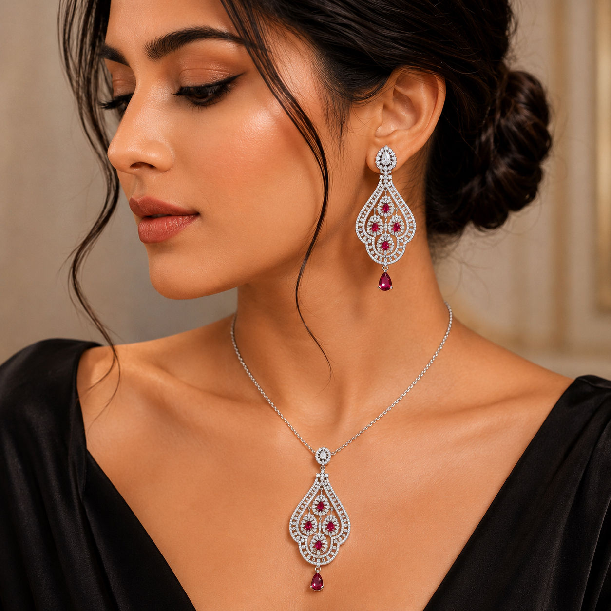 Ruby Royale Necklace Set