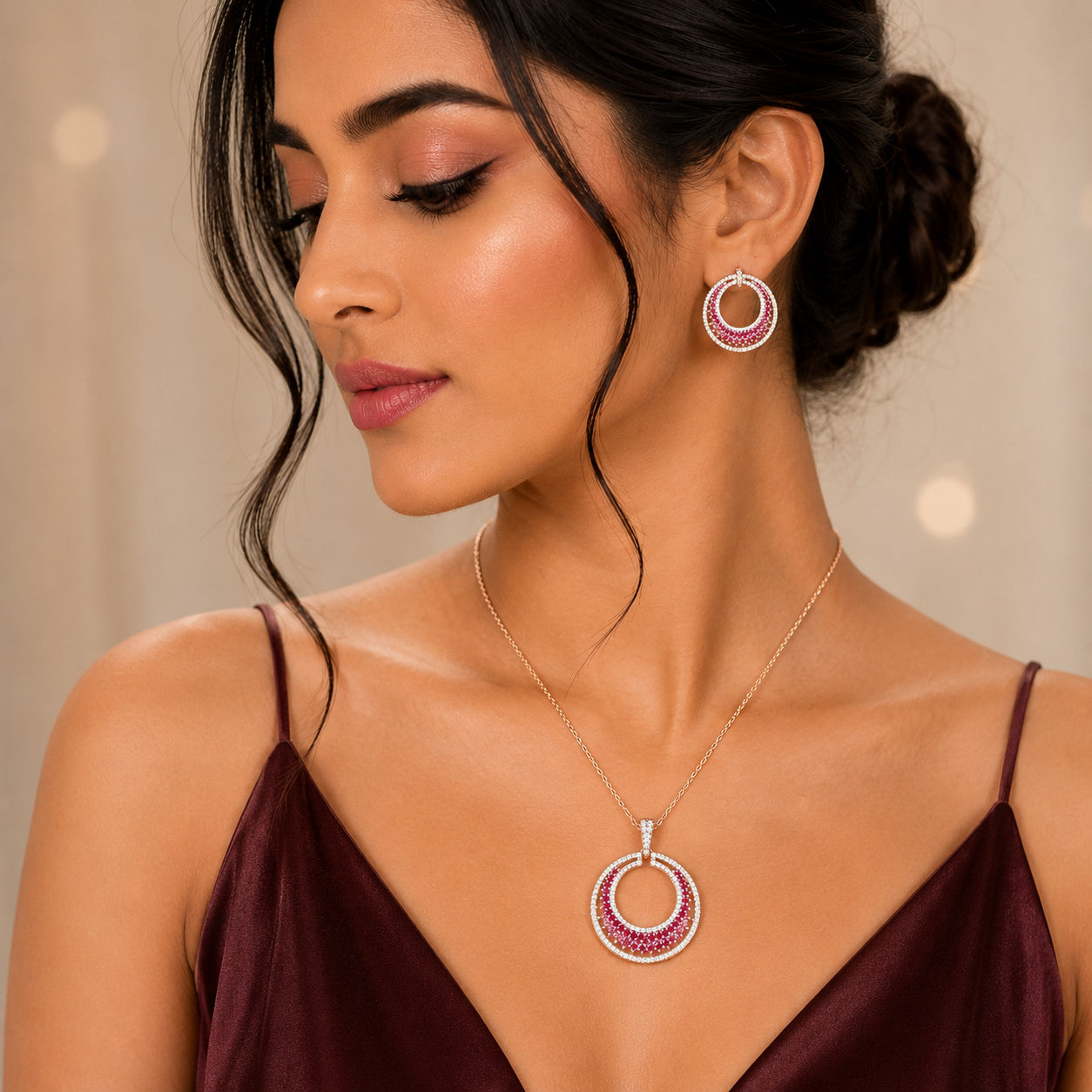 Celeste Ruby Pendant Set