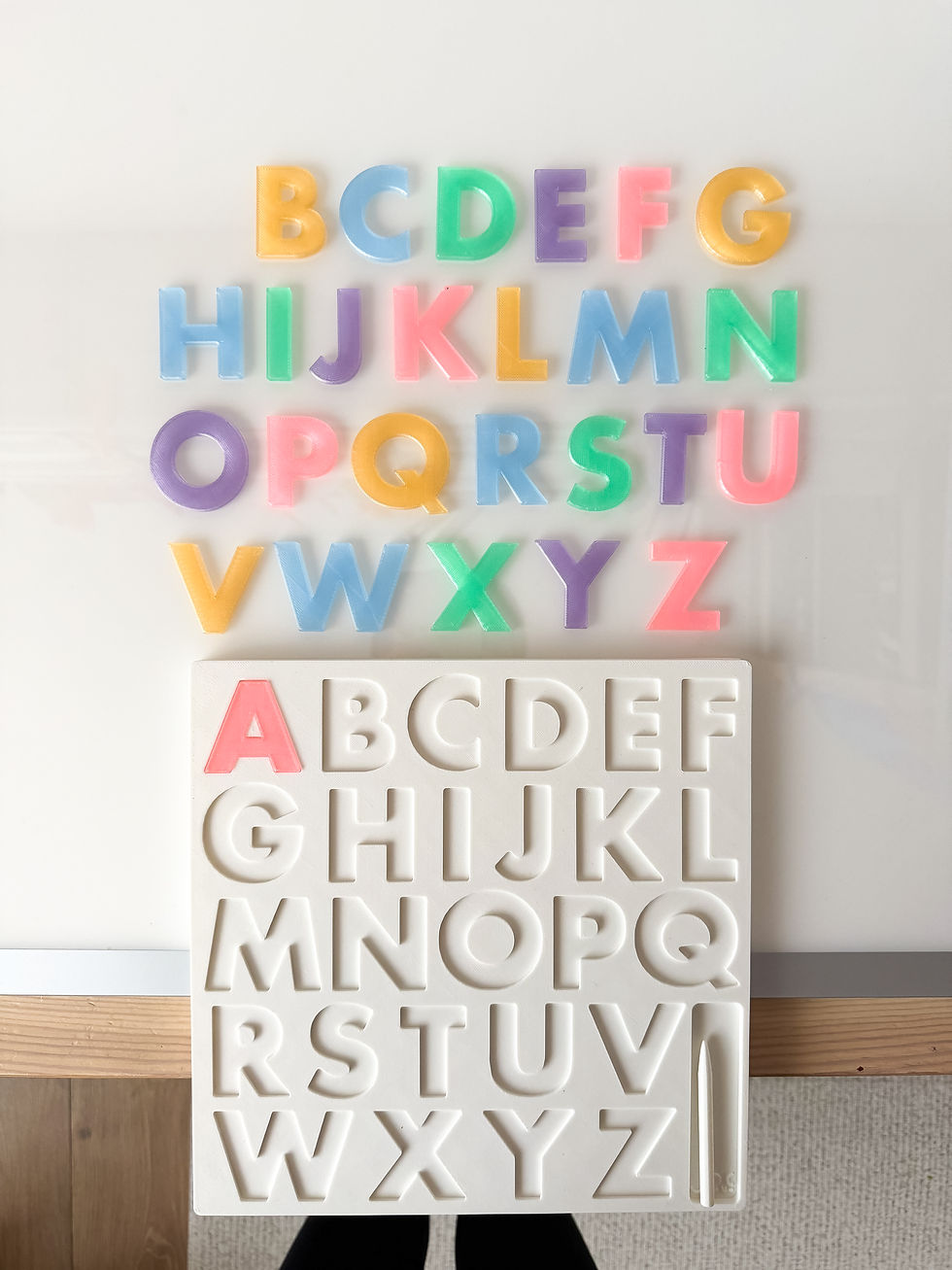 Placă Alfabet Litere Mari de Tipar - Prescriere Litere Mari de Mână puzzle joaca senzoriala activitati copii scoala prescolar