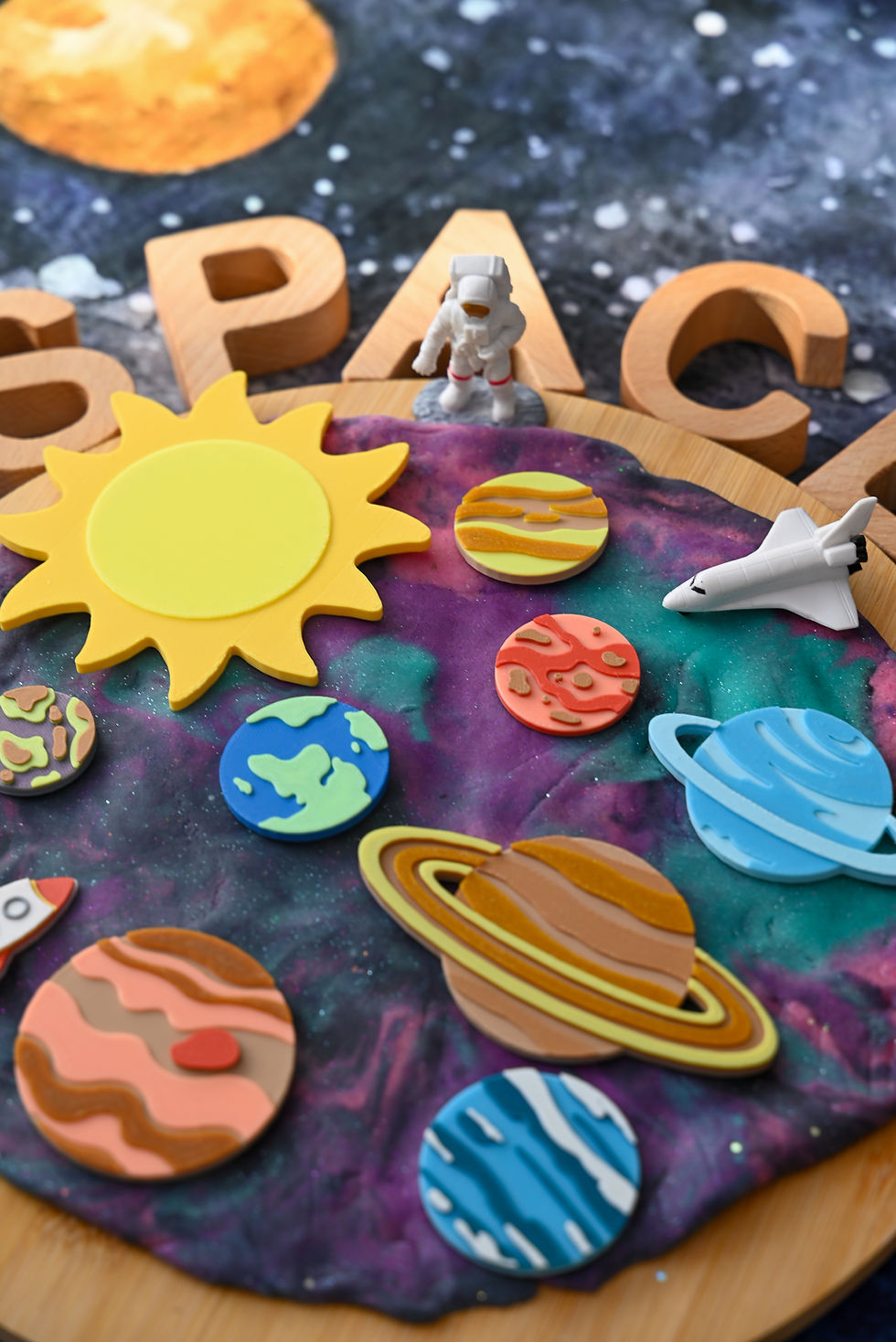 piese libere sistem solar fosforescent joaca senzoriala jucarii activitati copii spatiu cosmos univers montessori planete