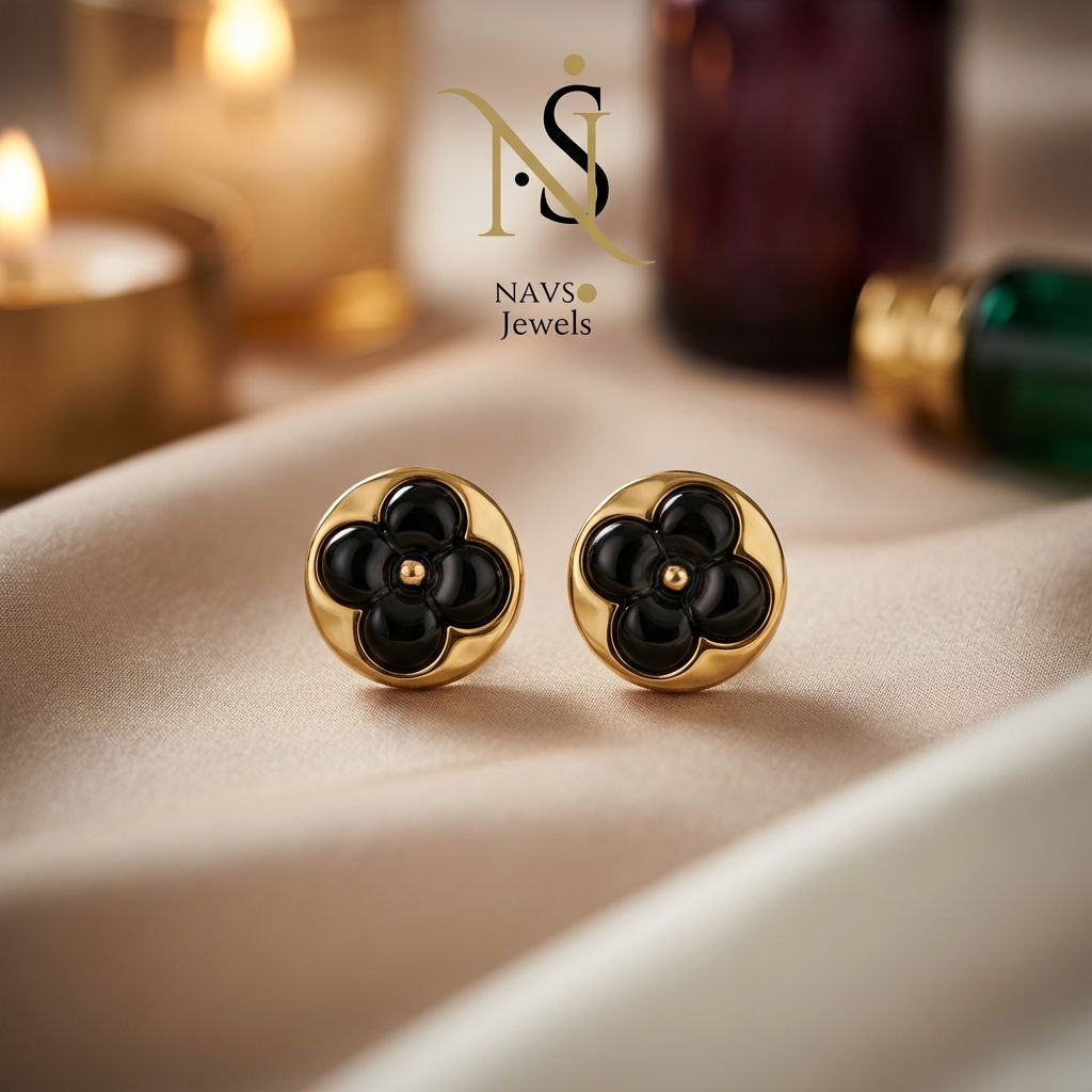 Black Clover Stud Earrings