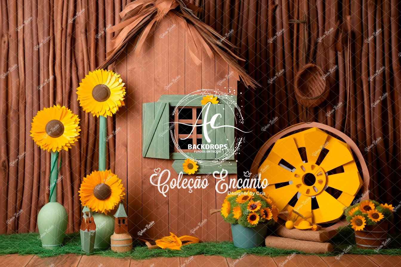 Fundo Fotográfico em Tecido -  Fazendinha  - Coleção Encanto 3D