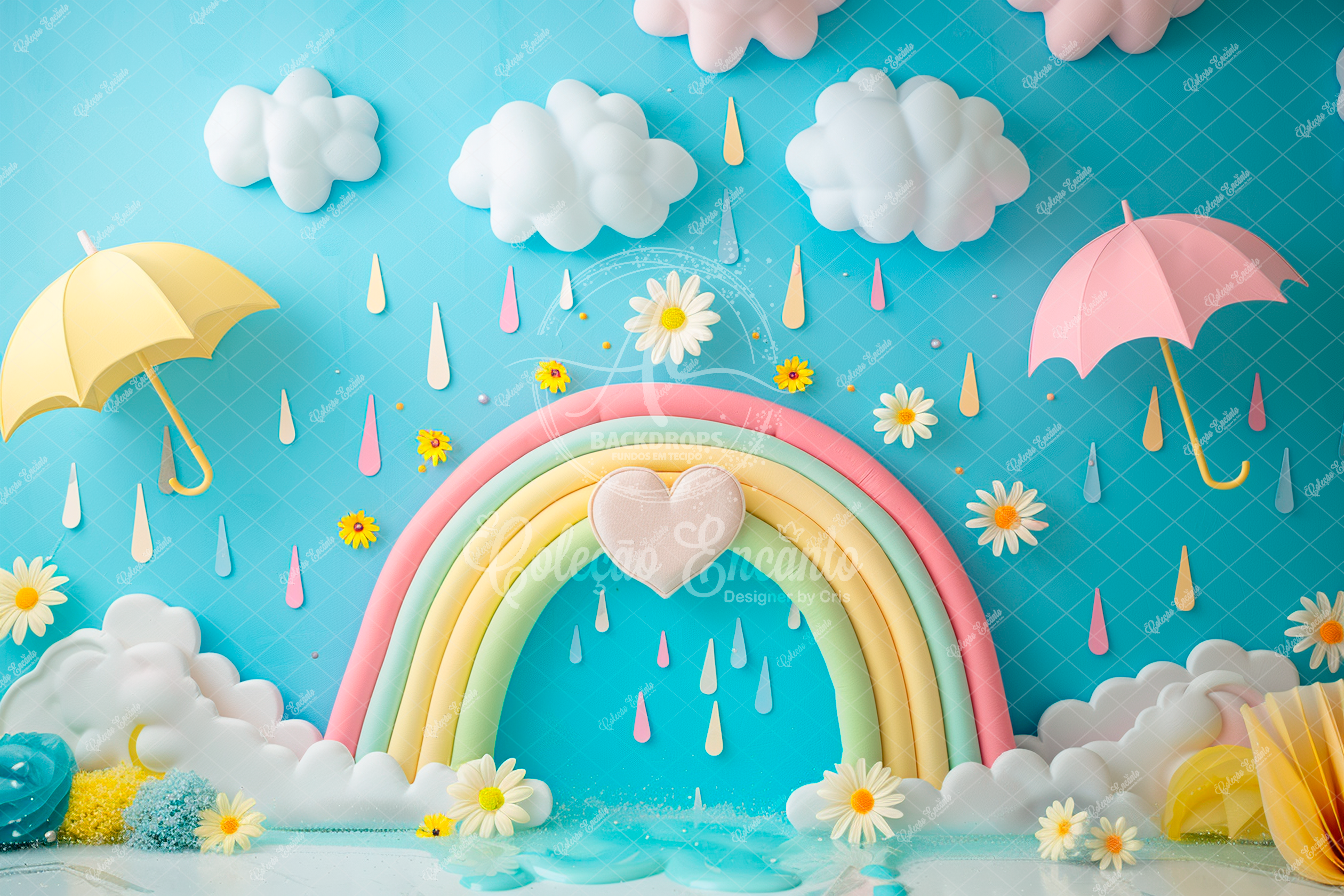 Fundo Fotográfico em Tecido - Chuva de Amor - Encanto 3D