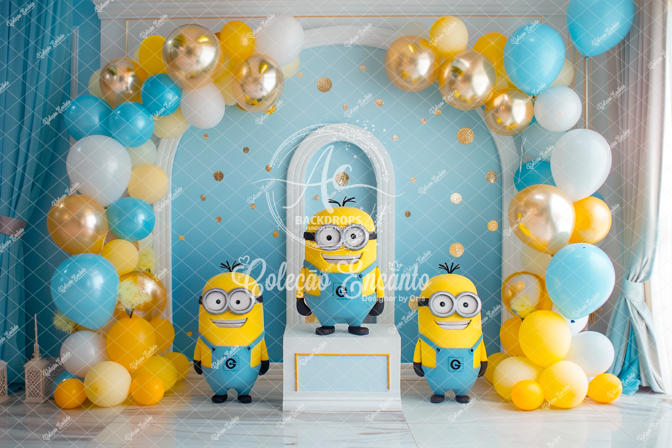Fundo Fotográfico em Tecido - Minnions - By Cris Encanto 3D