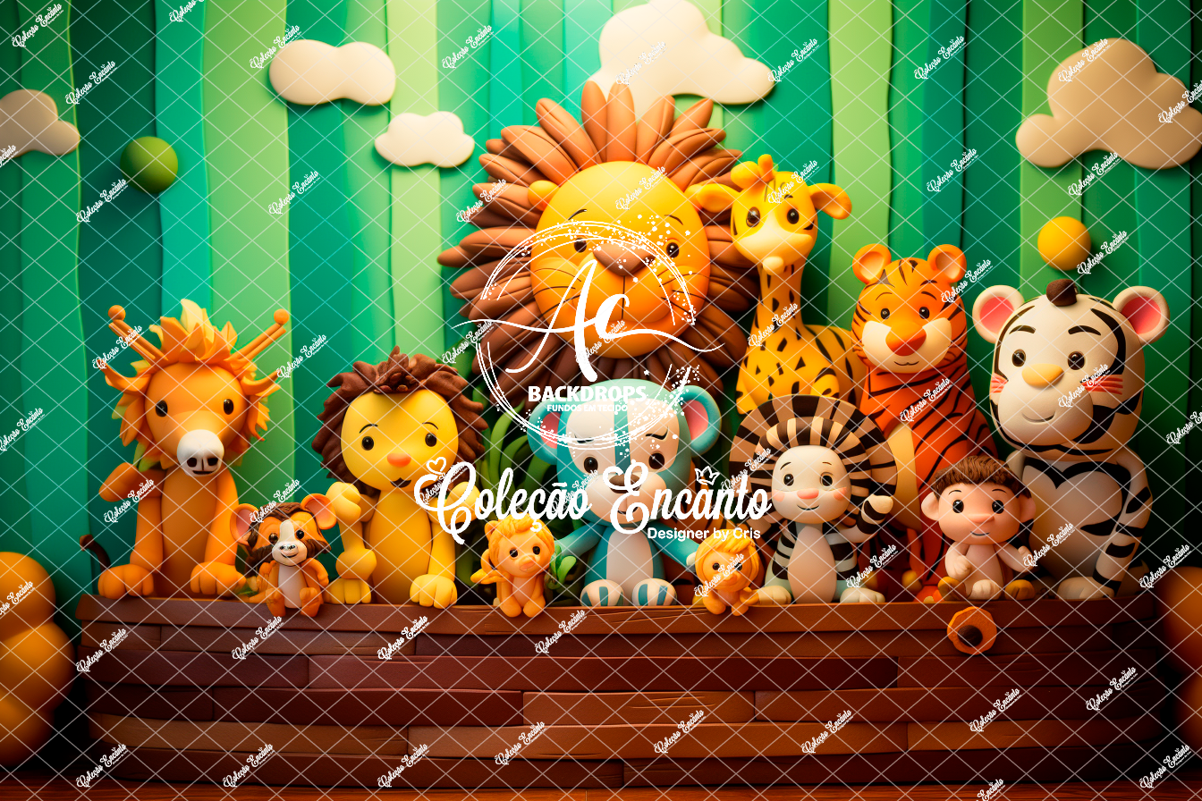 Fundo Fotográfico em Tecido - Arca de Noé - Encanto 3D