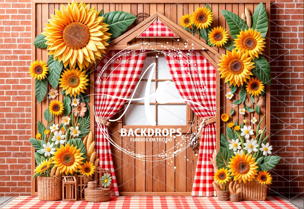 Fundo Fotográfico em Tecido - Festa Junina 3D