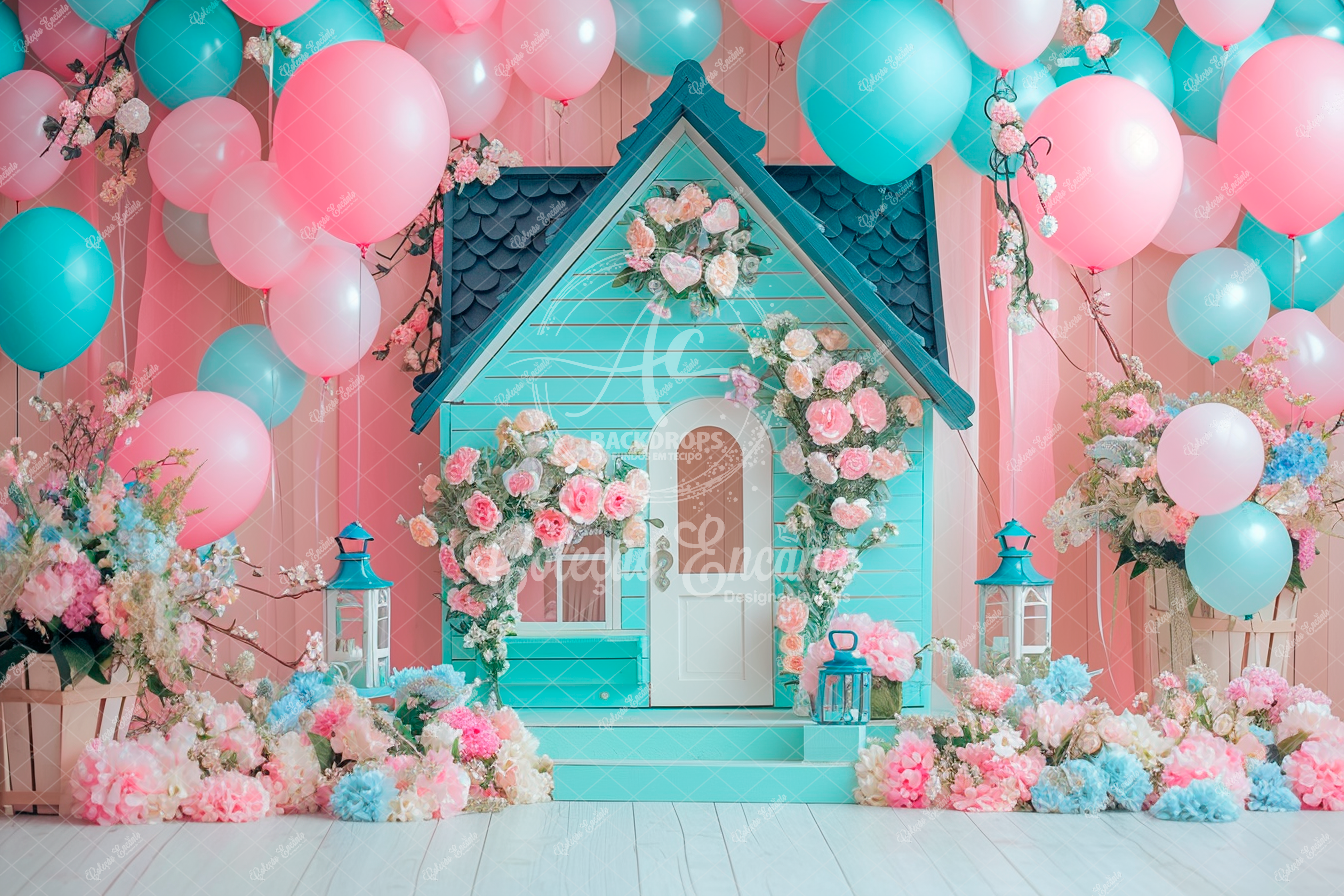 Fundo Fotográfico em Tecido - Casa Floral  - Encanto 3D