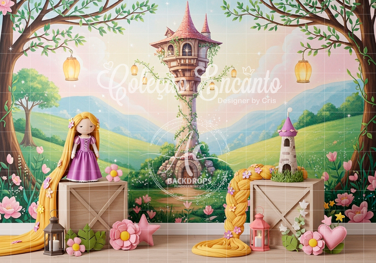 Fundo Fotográfico em Tecido - Rapunzel - Coleção Encanto 3D