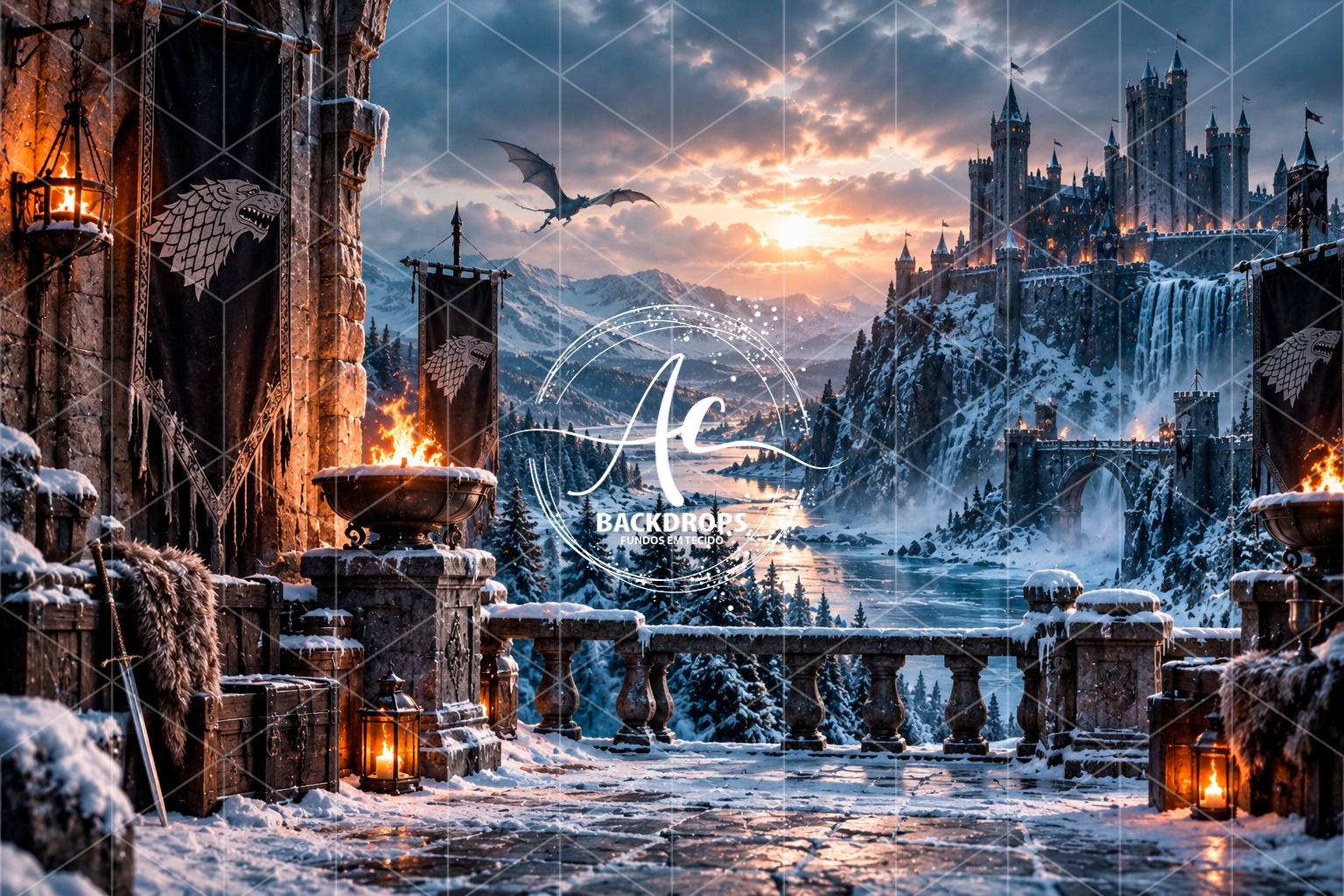 Fundo Fotográfico em Tecido - Game Of Thrones/Series - Aline Castro 3D