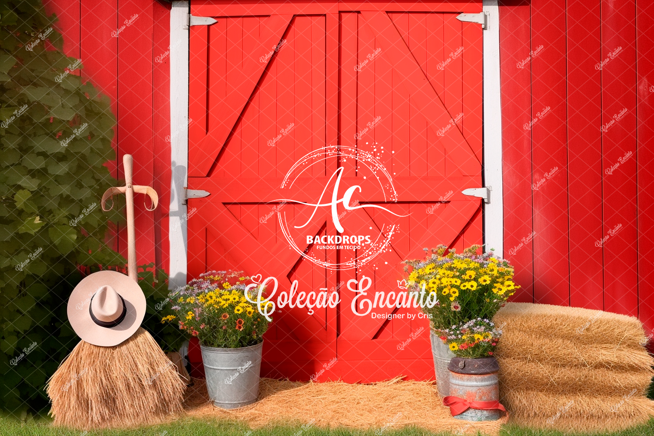 Fundo Fotográfico em Tecido -  Fazendinha  - coleção Encant