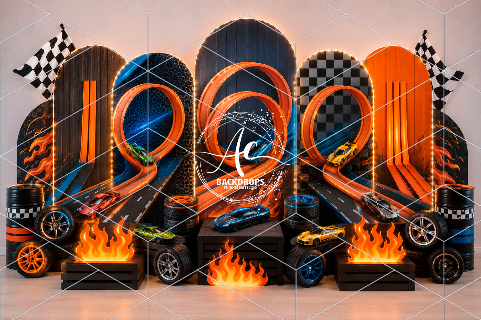 Fundo Fotográfico em Tecido - Hot Wheels - Aline Castro 3D