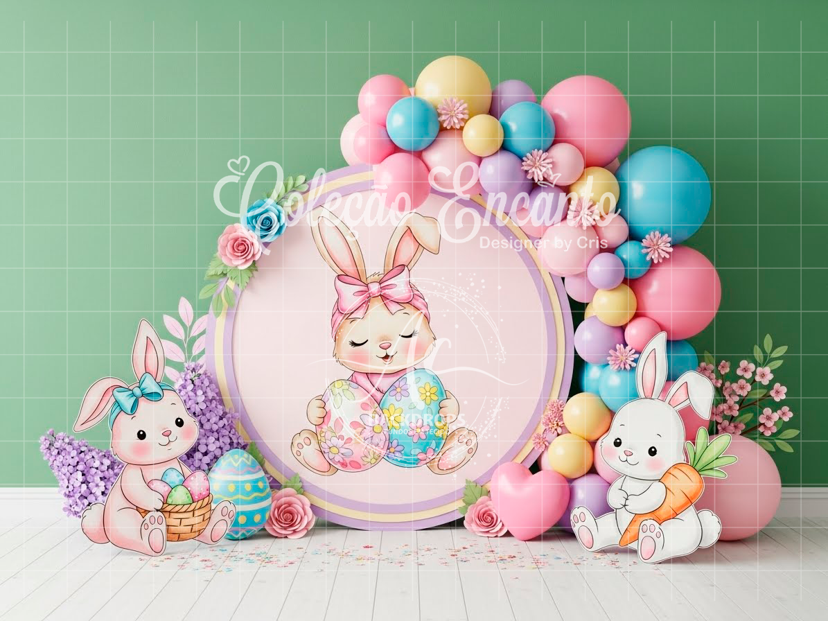 Fundo Fotográfico em Tecido - Páscoa - Encanto 3D