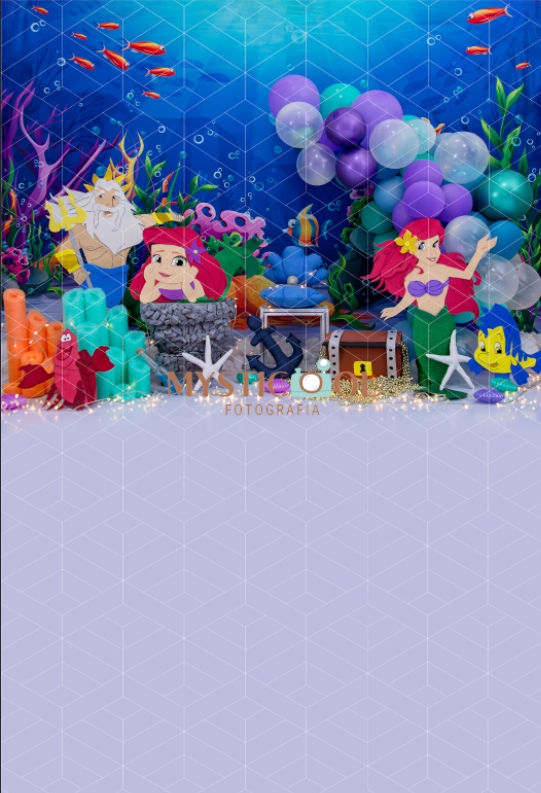 Miniatura: Fundo Fotográfico em Tecido - Sereia Ariel - Mysticool