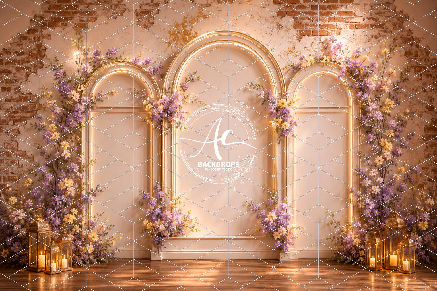 Fundo Fotográfico em Tecido - Gestante, Floral - Aline Castro 3D