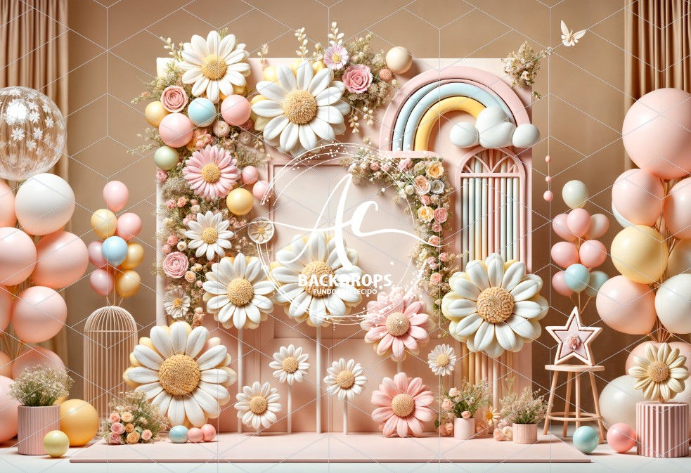 Fundo Fotográfico em Tecido -  Margarida - 3D