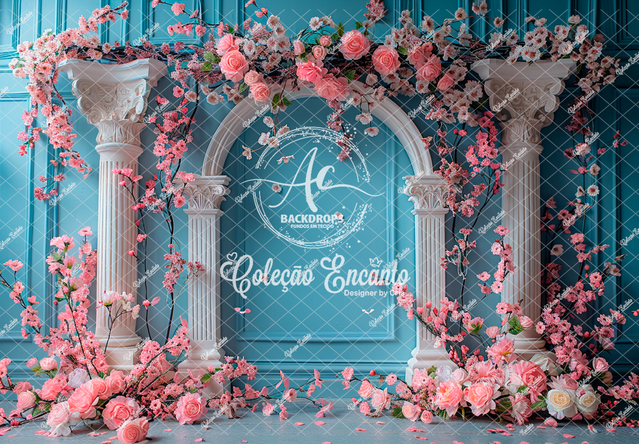 Fundo Fotográfico em Tecido - Floral- Coleção Encanto 3D