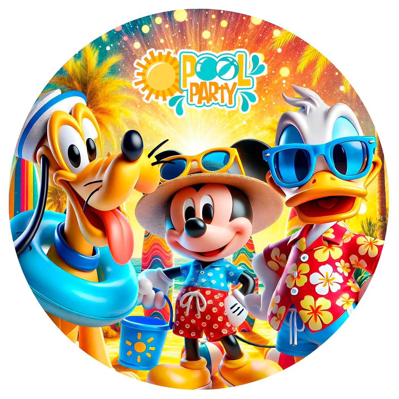 Painel Fotográfico de Festa Redondo Tema - Mickey e Minie Poll Party