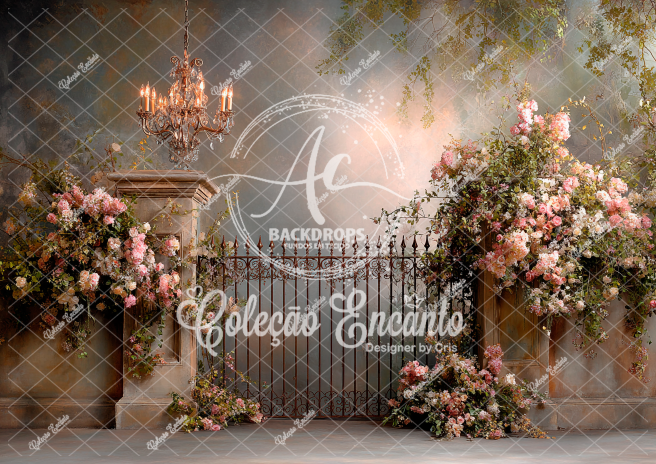 Fundo Fotográfico em Tecido -Jardim-Coleção Encanto 3D