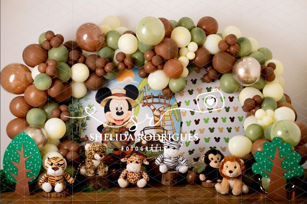 Fundo Fotográfico em Tecido - Mickey safari - Shelida Rodrigues
