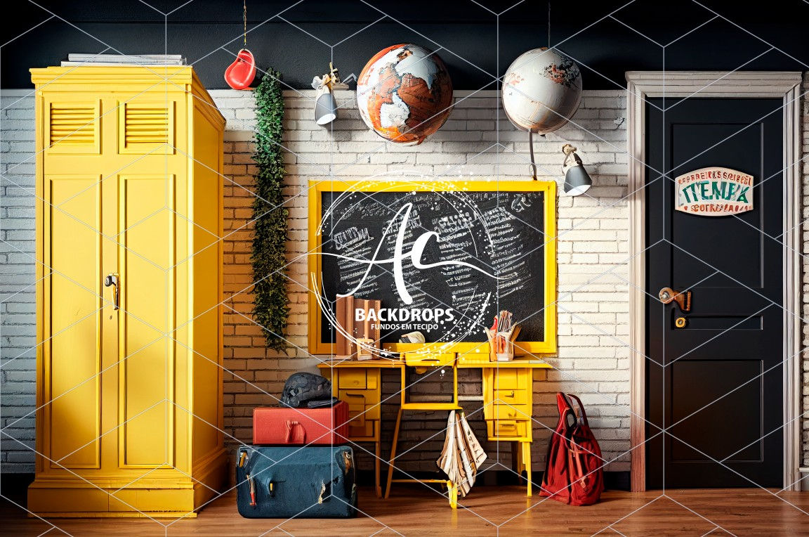 Fundo Fotográfico em Tecido - Escola- 3D