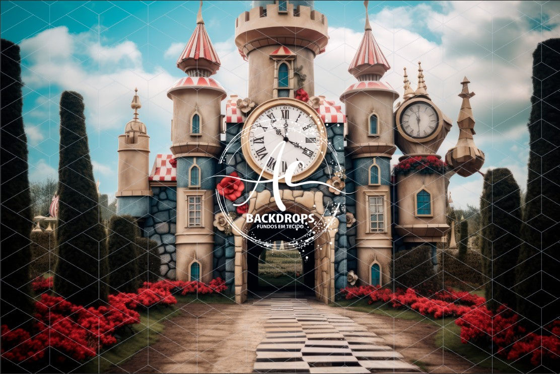 Fundo Fotográfico em Tecido - Alice no pais das maravilhas - 3D
