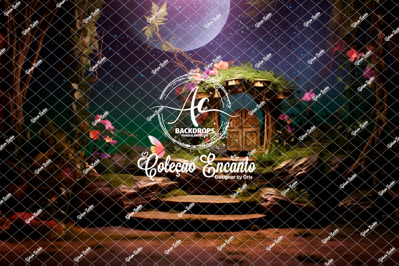 Fundo Fotográfico em Tecido - Floresta encantada - Encanto 3D