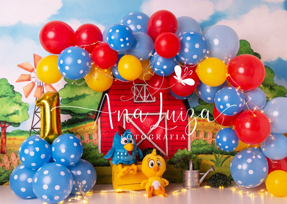Fundo Fotográfico em Tecido - Galinha Balão Ana Luiza