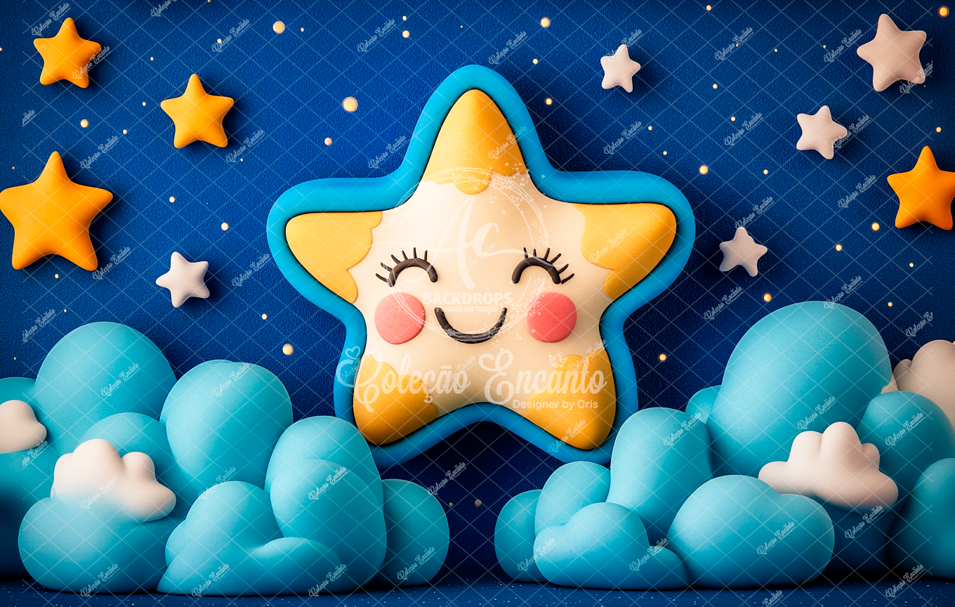 Fundo Fotográfico em Tecido - Estrela - Coleção Encanto 3D
